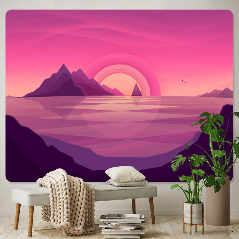 Afralia™ Sunrise Psychedelic Wall Tapestry Hippie Bohemian Home Decor Bed Sheet