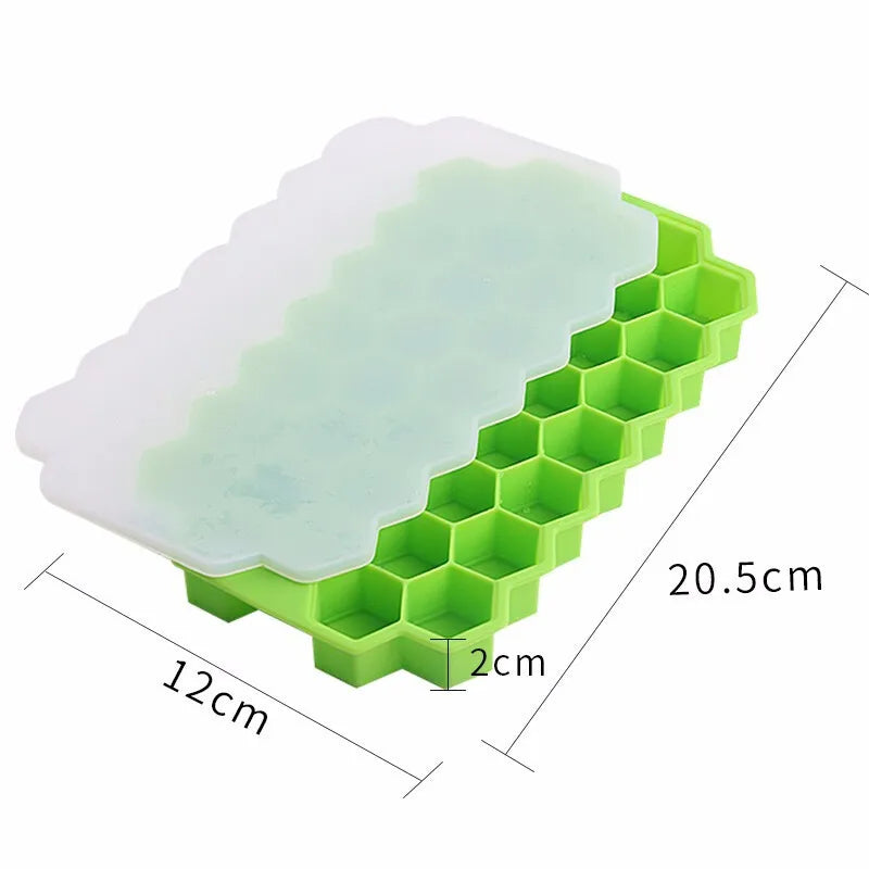 Afralia™ Silicone Honeycomb Ice Cube Maker with Lid - Green, BPA Free