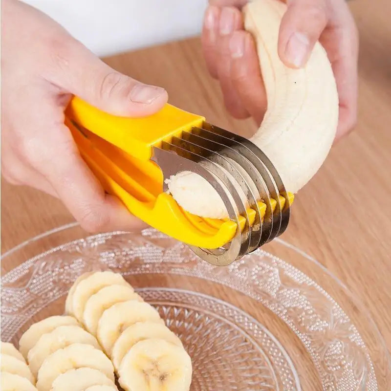 Afralia™ Stainless Steel Banana Slicer & Vegetable Cutter Kitchen Tool