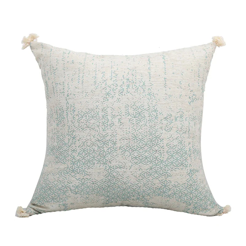 Afralia™ Green Tassel Pillow Cover 45x45cm/30x50cm Cotton Linen for Home Decor