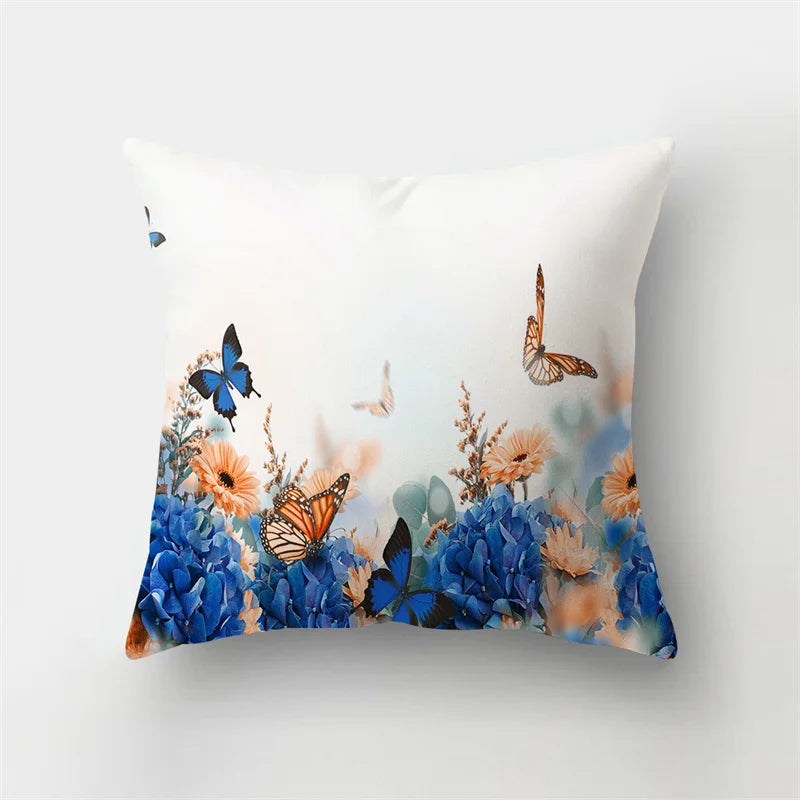 Afralia™ Butterfly Flower Pillow Case: Colorful Animal Landscape Sofa Cushion Cover