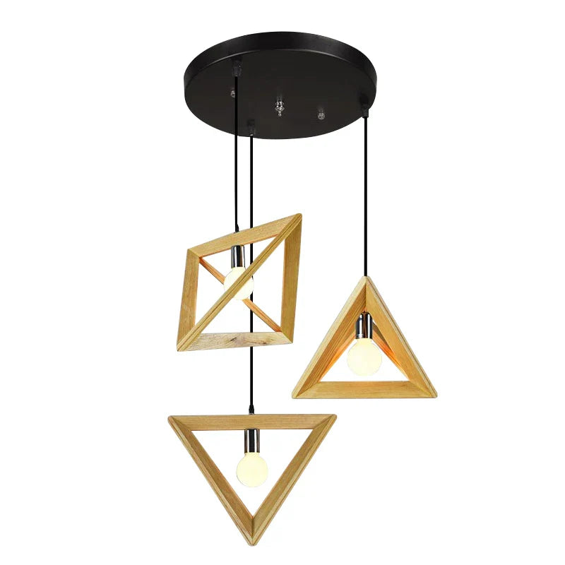 Afralia™ Triangle Wood Pendant Light for Home Decor and Office, Modern Dining Room Hanging Lamp