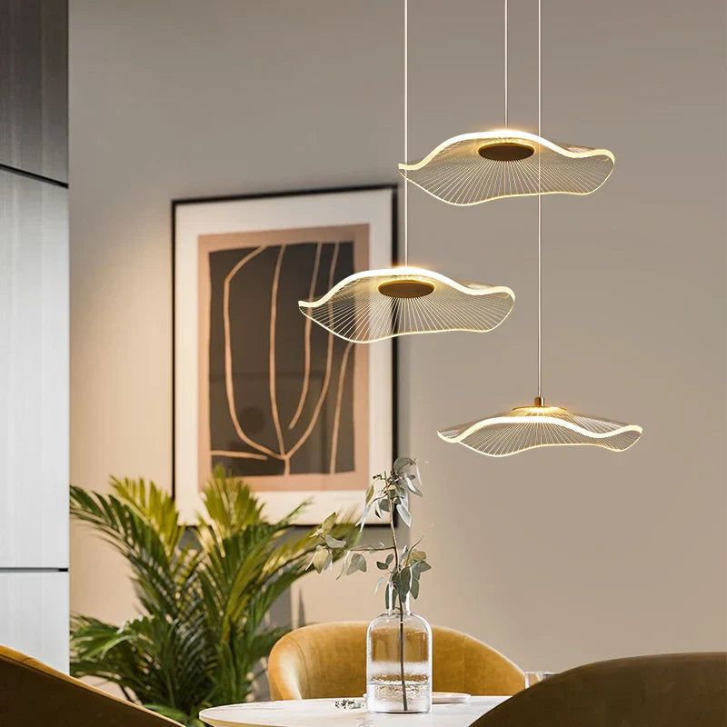 Afralia™ Lotus Leaf Acrylic Nordic LED Chandelier for Restaurant Living Room Hotel Villa