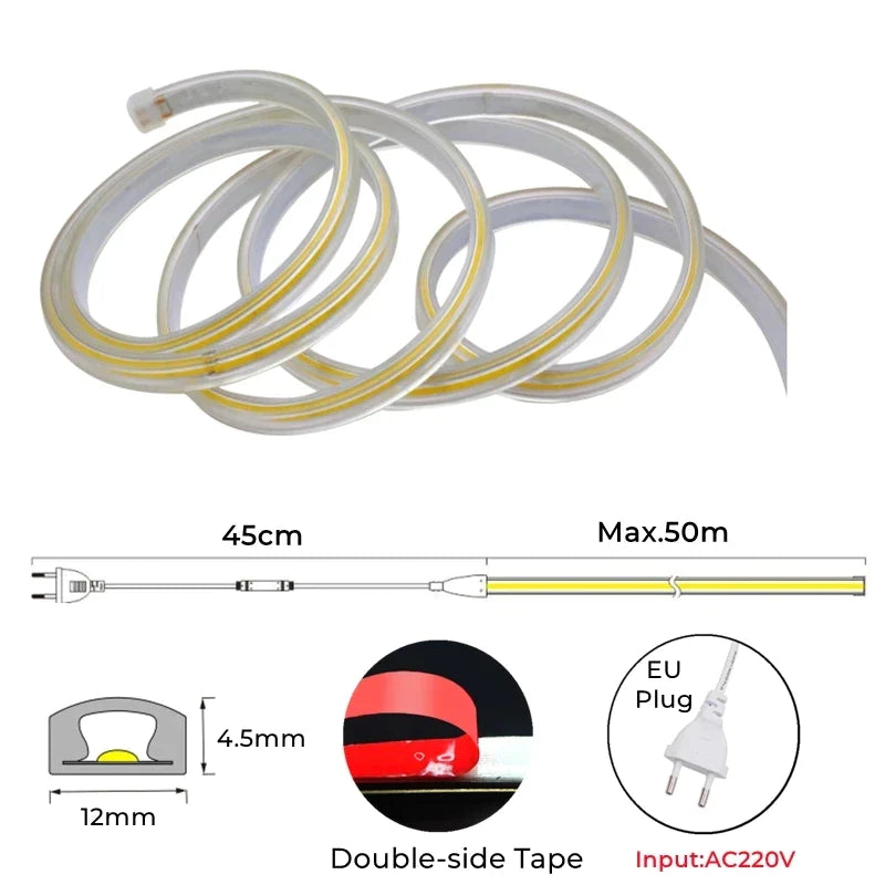 Afralia™ High Density COB LED Strip Light IP67 Waterproof Outdoor Tape Lighting