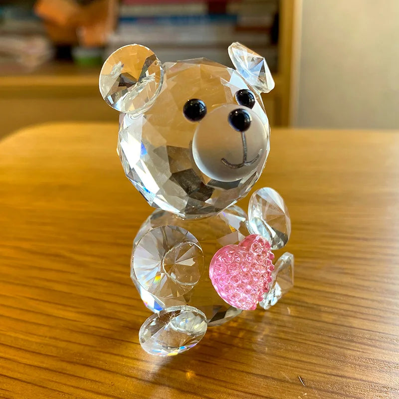 Afralia™ Clear Crystal Bear Figurine Glass Sculpture Collection for Home Decor & Gifts