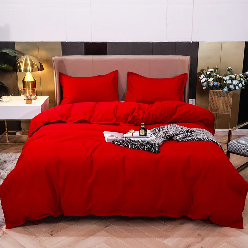 Afralia™ Brushed Duvet Cover Set, Solid Orange Red, Luxury Hotel Bedding Set