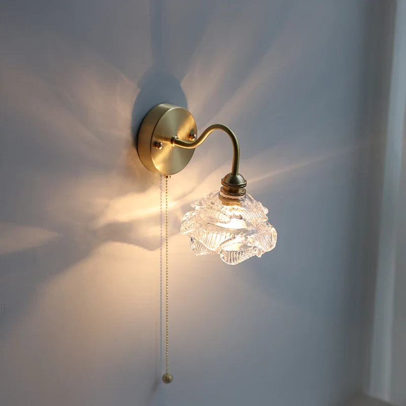 Afralia™ Flower Glass Copper Wall Sconce LED Light Nordic Modern Wandlamp