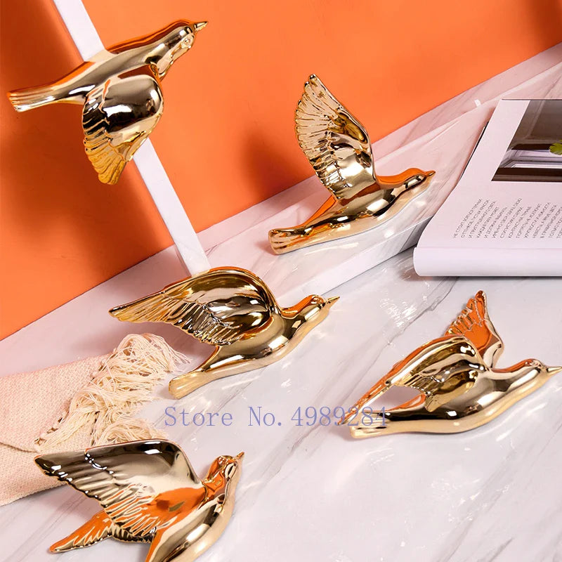 Afralia™ Golden Bird Wall Hanging Modern Decor Pigeon Accessory