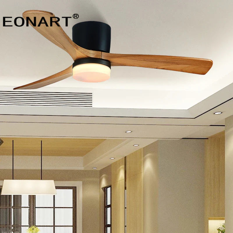Afralia™ 48-Inch Wooden LED DC Ceiling Fan with Remote Control White Wood