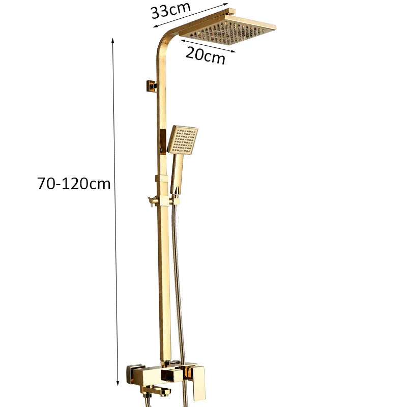 Afralia™ Copper Shower Set Faucet Wall Mounted Bathtub Shower Column 8" Rainfall Mixer
