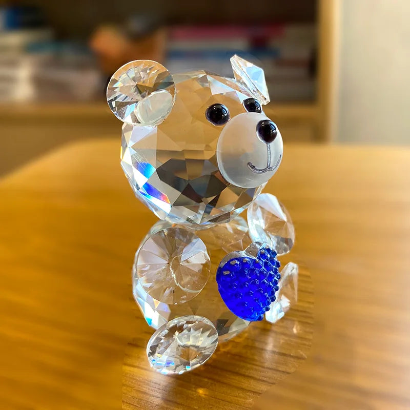 Afralia™ Clear Crystal Bear Figurine Glass Sculpture Collection for Home Decor & Gifts