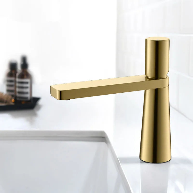 Afralia™ Brushed Gold Basin Faucet - Elegant Brass Bathroom Mixer Tap for Lavatory