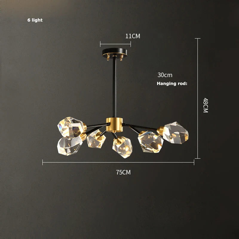 Afralia™ Black Crystal Copper LED Chandelier for Dining Room - Art Deco Hanging Lamp