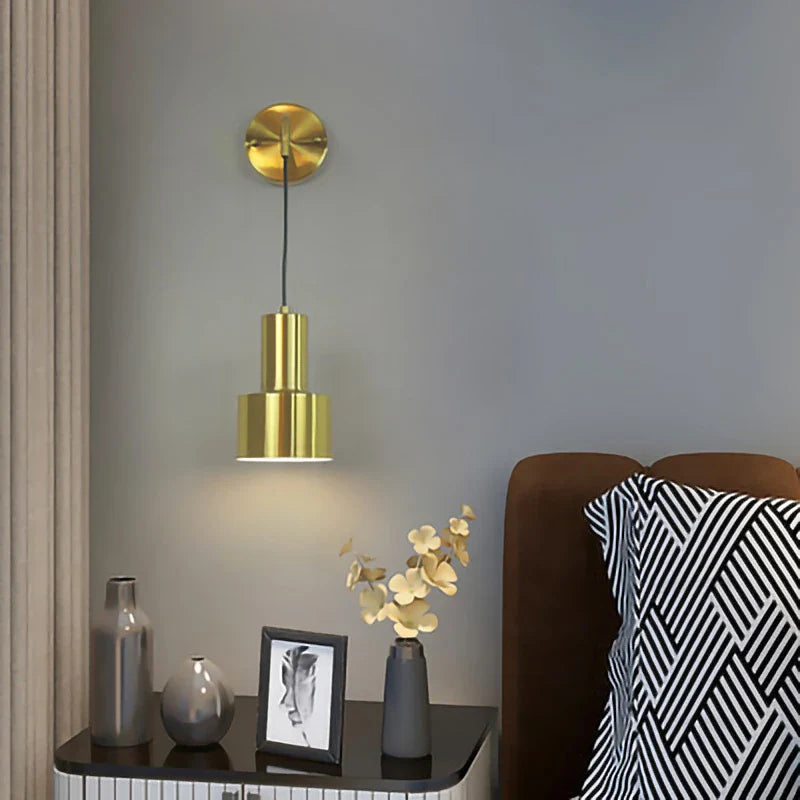 Afralia™ Nordic Modern LED Wall Lamp Gold Black E27 Sconces Light Bedroom Living Room