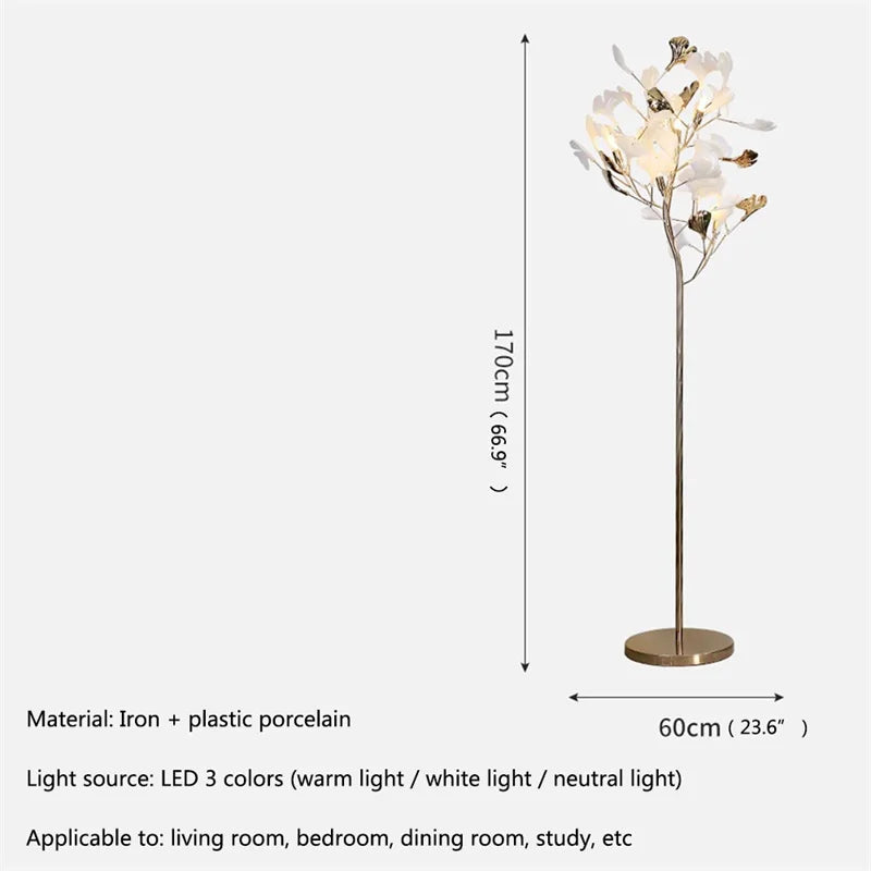 Afralia™ Ginkgo Flower Floor Lamp - Modern LED Decor for Home Living Room