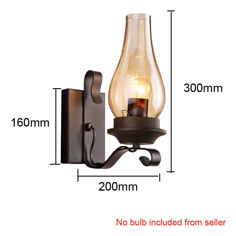 Afralia™ Retro Industrial Iron Wall Lamp with Glass Shade for Home, Restaurant, and Hotel Lighting.