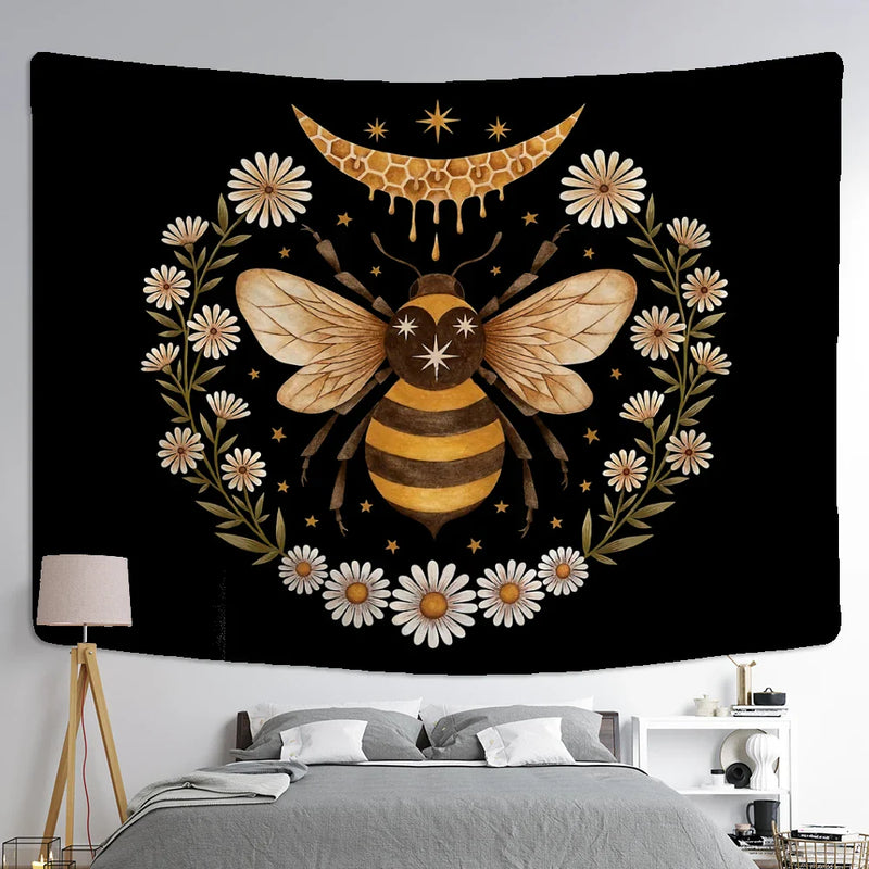 Afralia™ Bee Daisy Wall Hanging: Bohemian Hippie Witchcraft Plant Dorm Decor