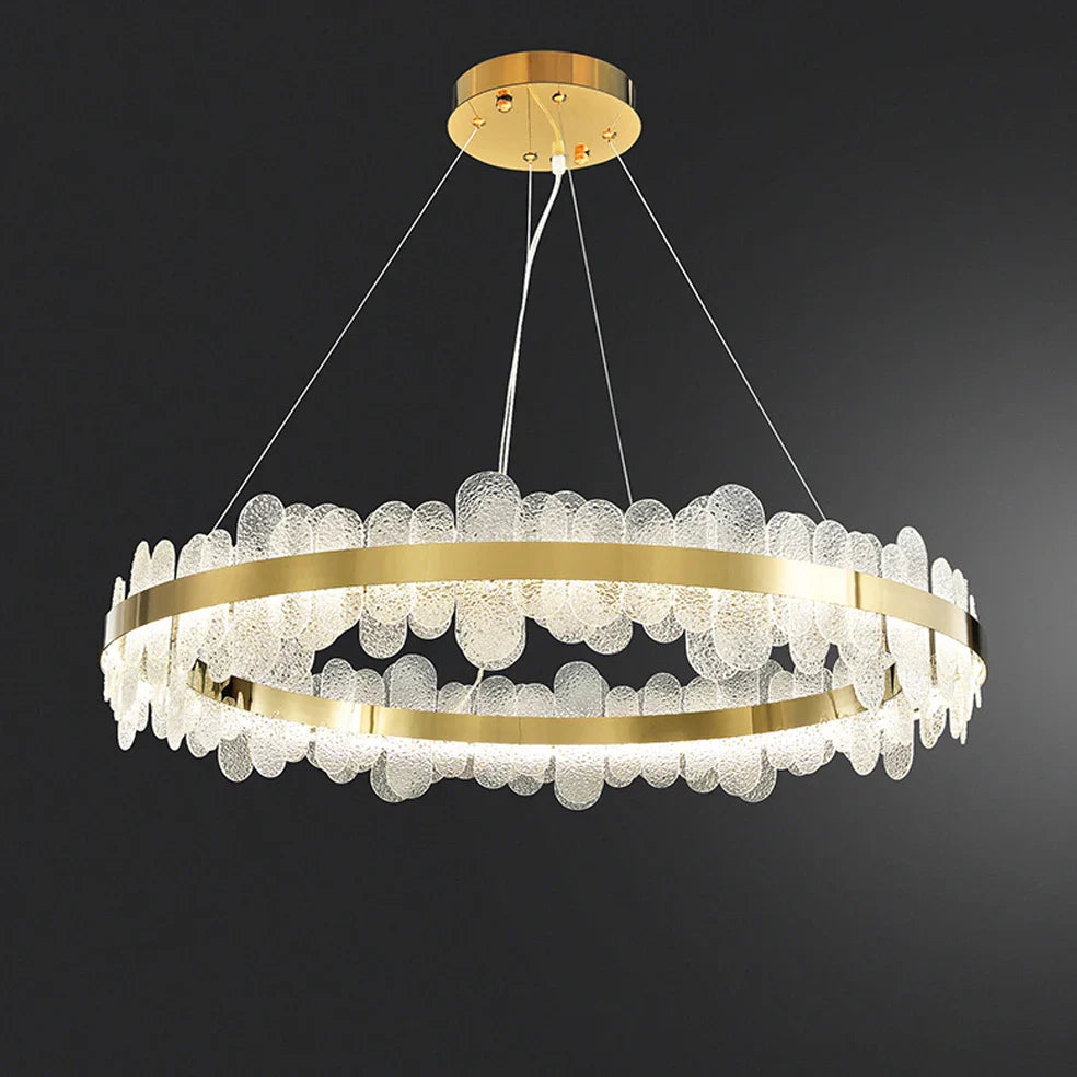 Afralia™ Golden Stainless Steel LED Designer Chandelier for Dining Room
