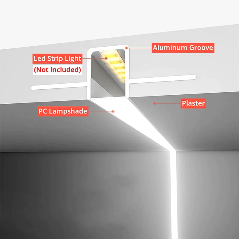 Afralia™ 1M Frameless Embedded LED Aluminum Profile for Linear Strip Lights