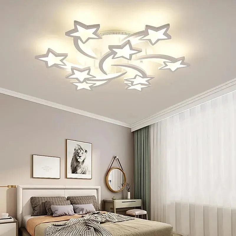 Afralia™ Modern Star LED Chandelier Lights With Remote Control for Home Indoor Lighting