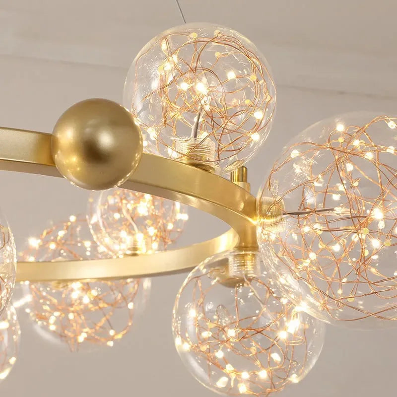 Afralia™ Nordic Glass Bubble LED Chandelier: Modern Parlor Dining Room Lighting for Romantic Atmosphere
