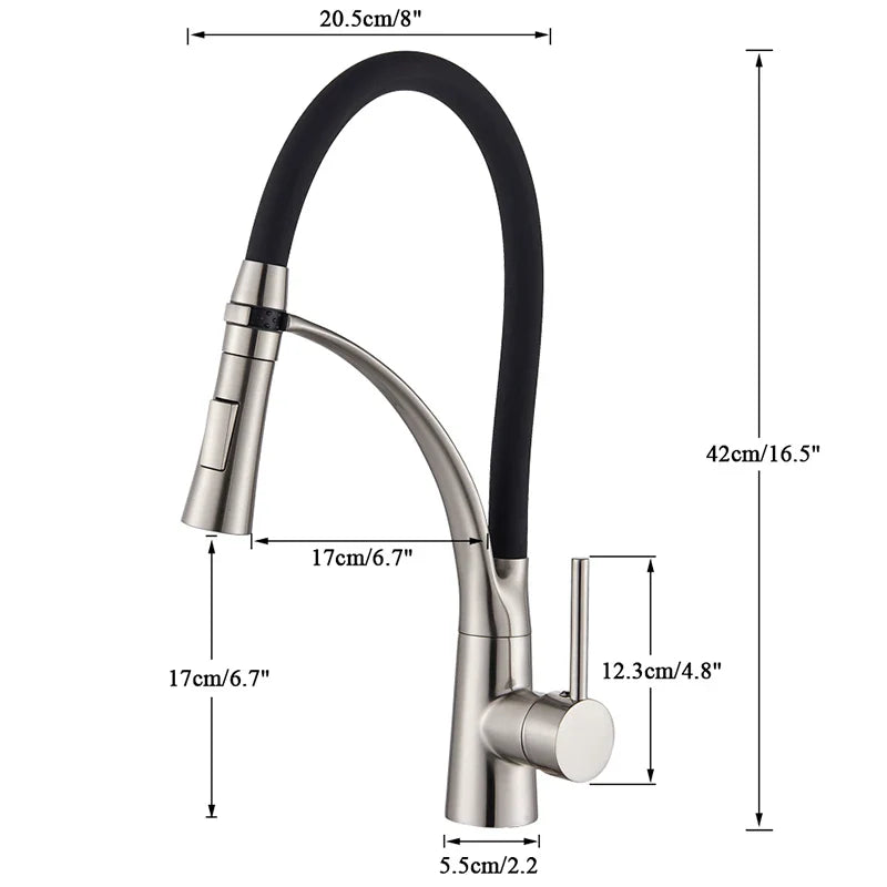 Afralia™ Black Hose Kitchen Faucet with Single Handle and Pull Down Sprayer