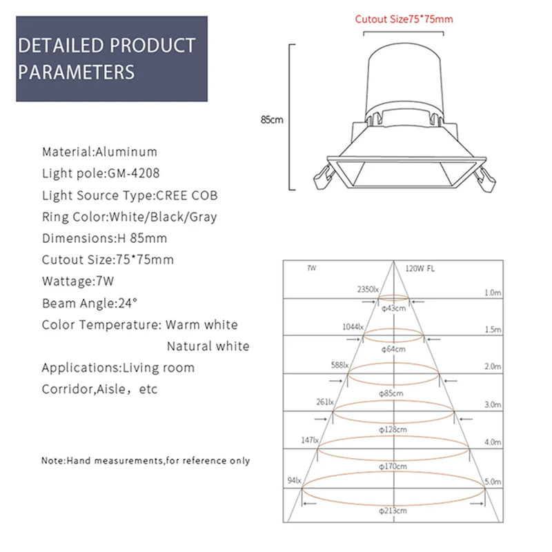 Afralia™ Square LED Ceiling Light 7W Directional Spot for Living Room and Corridor