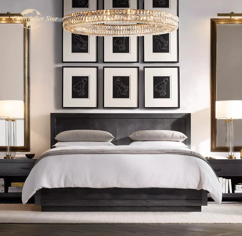 Afralia™ LED Halo Crystal Chandelier for Bedroom Living Dining Room Decor