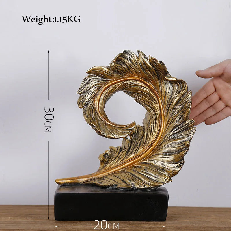 Afralia™ Feather Sculpture Resin Decor Creative Crafts for Living Room Office TV Cabinet