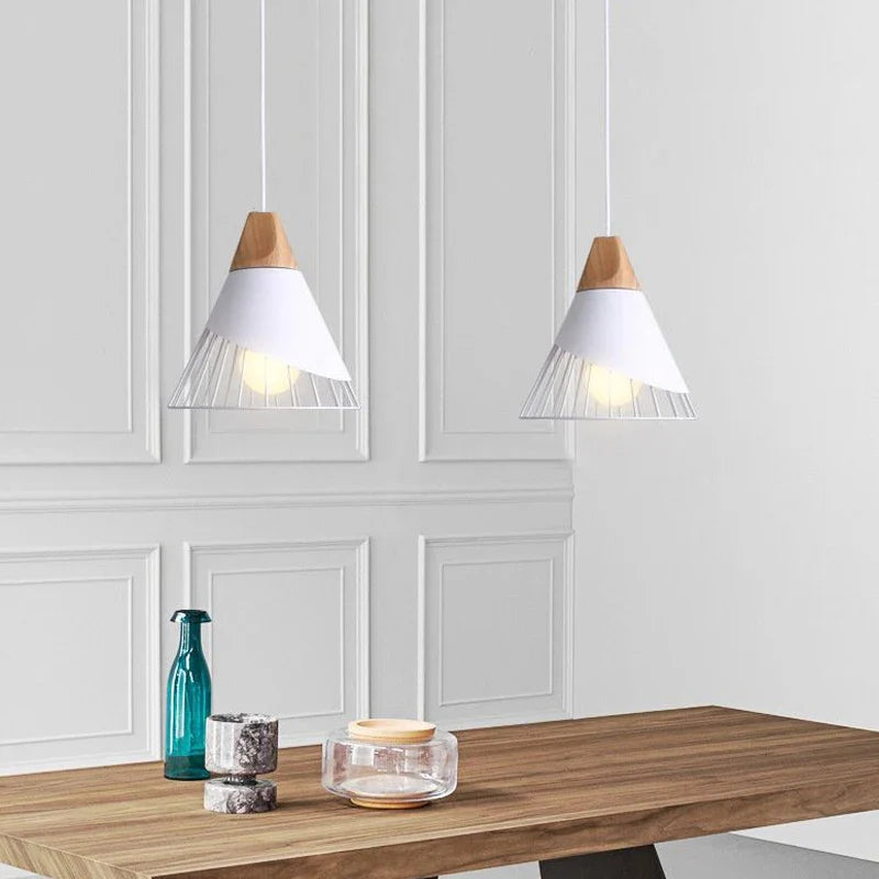 Afralia™ Wood Pendant Lights Colorful Iron Hanging Lamp for Home Kitchen and Dining Room