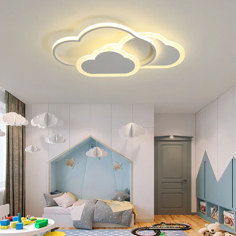Afralia™ White Cloud LED Ceiling Lamp for Kids' Room Study & Bedroom décor