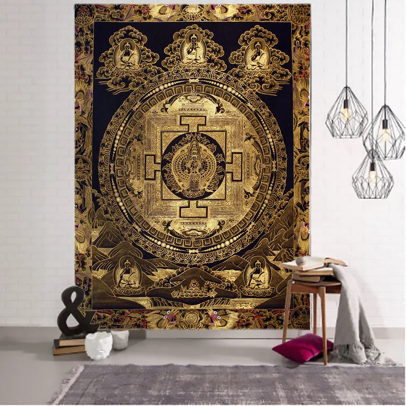 Dragon Totem Tarot Tapestry Wall Hanging Mandala Witchcraft Boho Hippie Bed Sheet Afralia™ Tarot Tapestry