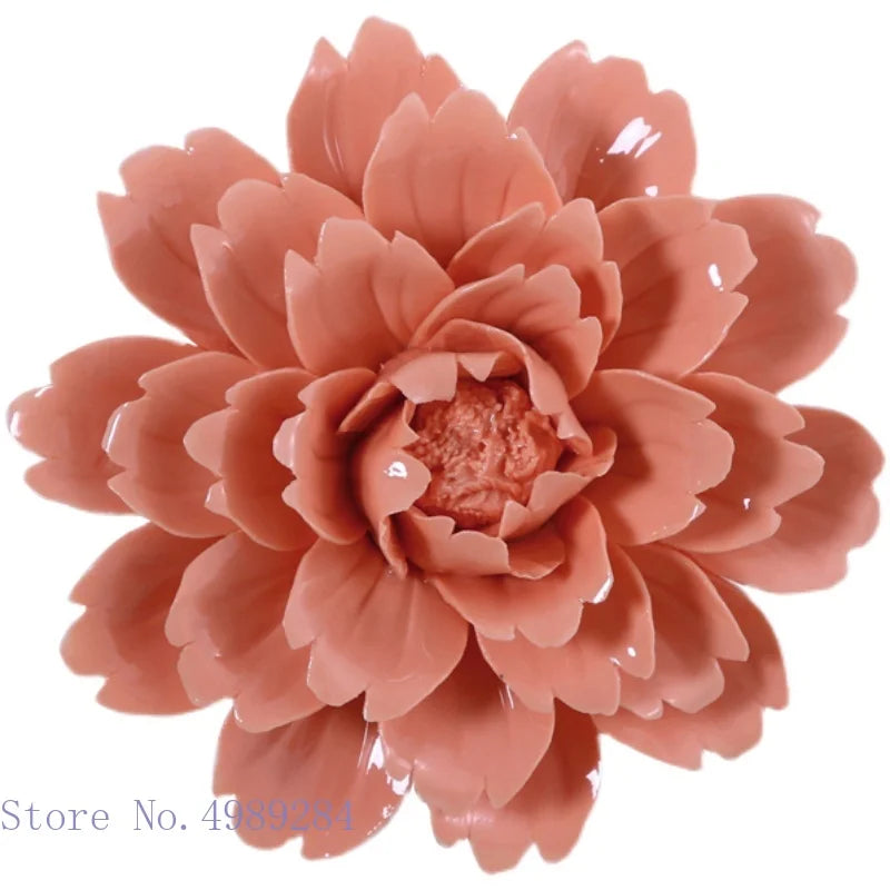 Afralia™ Ceramic Peony Wall Hanging Decoration - Handmade 3D Relief Craft