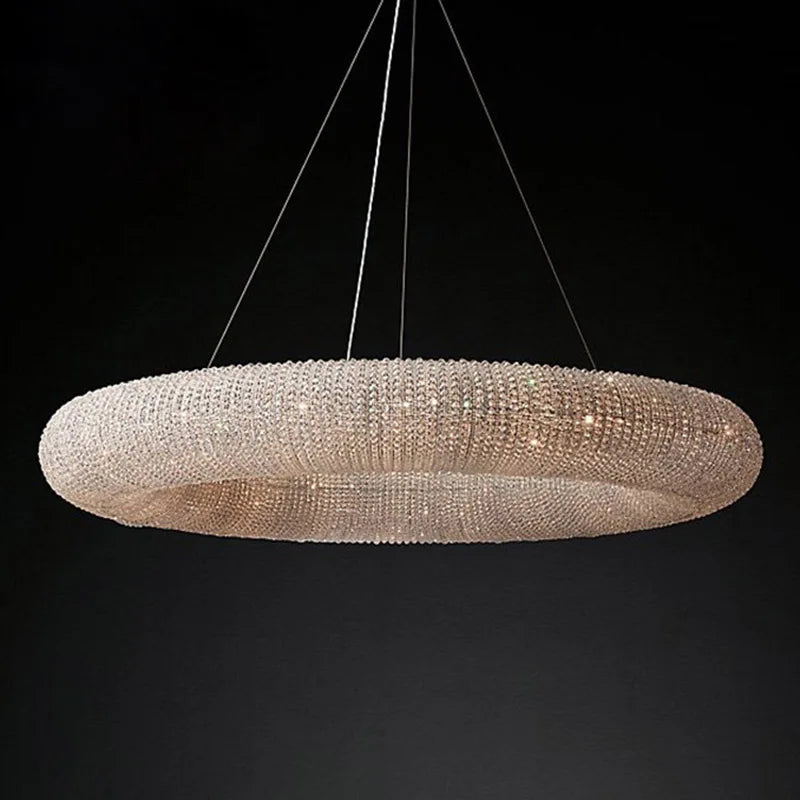 Afralia™ Chrome LED Crystal Donut Chandeliers | Modern Luxury Indoor Light Fixtures