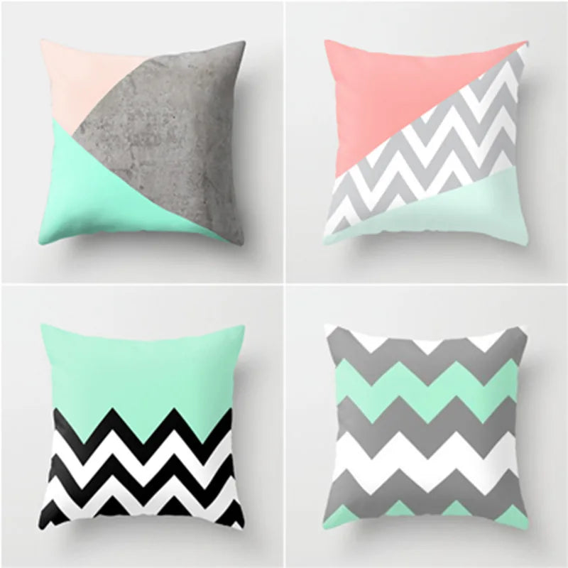 NordicYellow Daisy Stripes Geometric Cushion Cover for Sofa Car Home - Afralia™