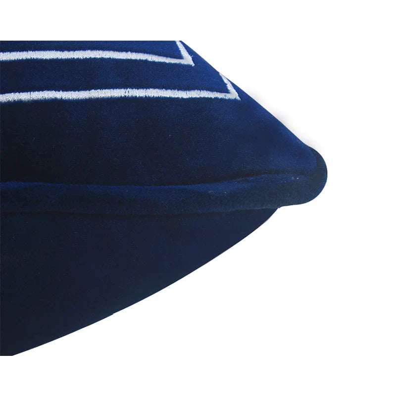 Afralia™ Blue Geometry Embroidery Cushion Cover Dutch Velvet Pillowcase Shell Gift