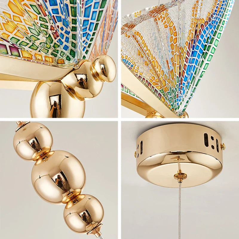 Afralia™ LED Butterfly Pendant Light for Living Room Chandelier - Colorful Acrylic Insect Fixture