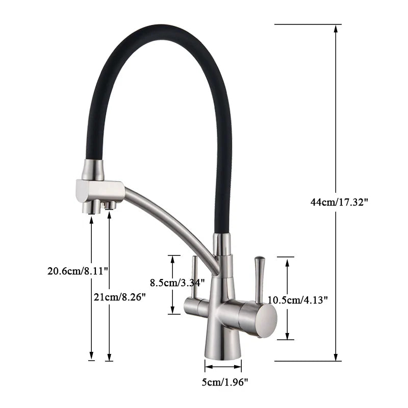 Afralia™ Brushed Gold Kitchen Faucet Pull Down with Pure Water Filter System