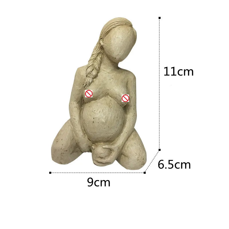 Afralia™ Pregnancy Sculpture: Naked Woman & Baby Human Resin Crafts Ornament
