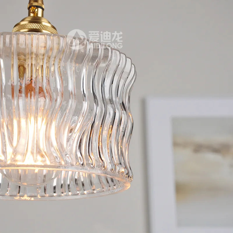 Afralia™ Glass LED Pendant Light with Knob Switch, Copper Socket - Modern Hanging Lamp