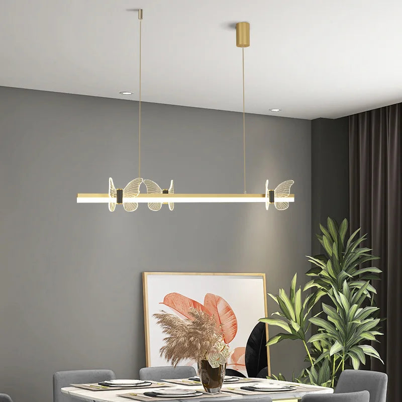 Afralia™ Butterfly Flower Chandelier Long Strip Pendant Lights