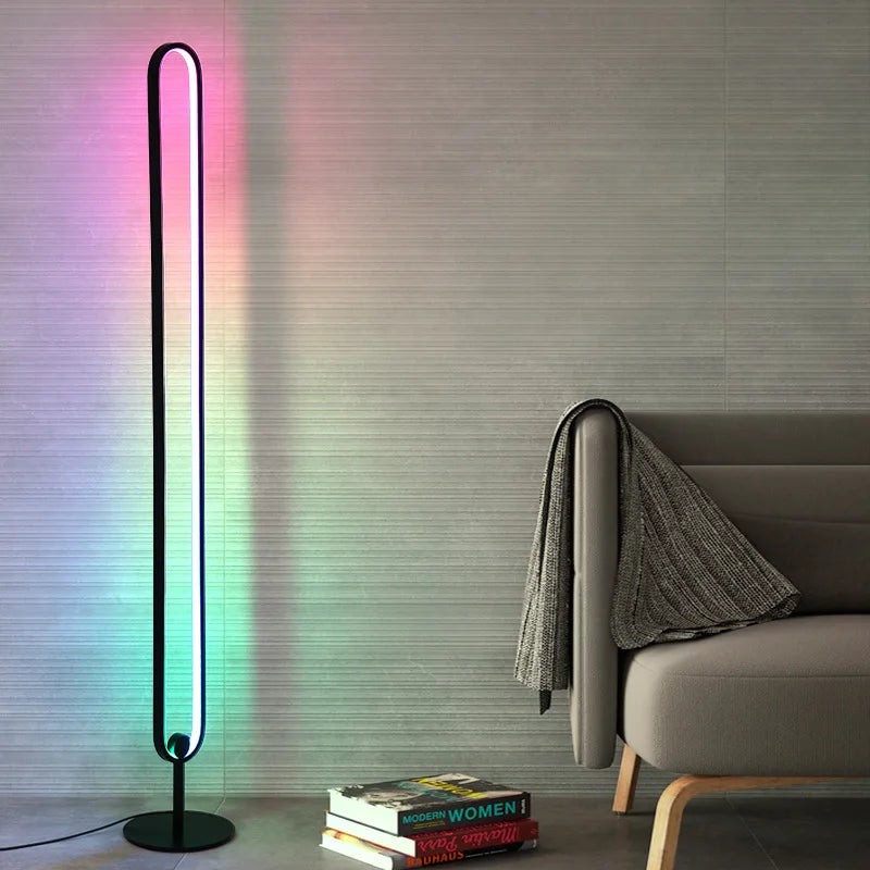 Afralia™ RGB LED Floor Lamp with Remote Control - Modern Minimalist Standing Light