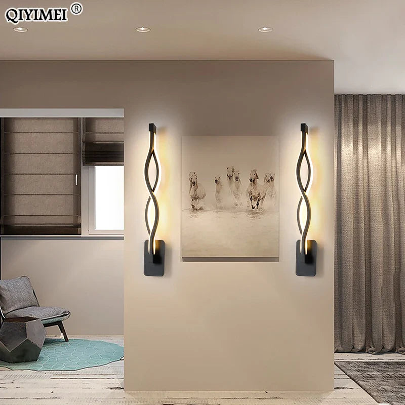 Afralia™ Modern Minimalist Wall Lamps LED Indoor Bedroom Lighting Black White-Luster Aisle Decor