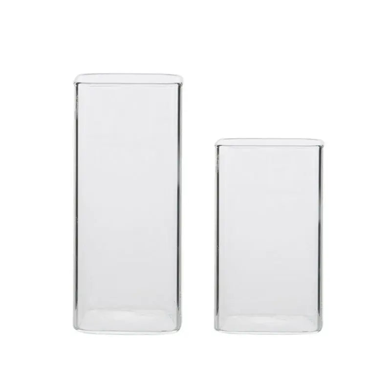 Afralia™ 370ml Transparent Glass Square Tea Milk Cup - Temperature Resistant Juice Cup