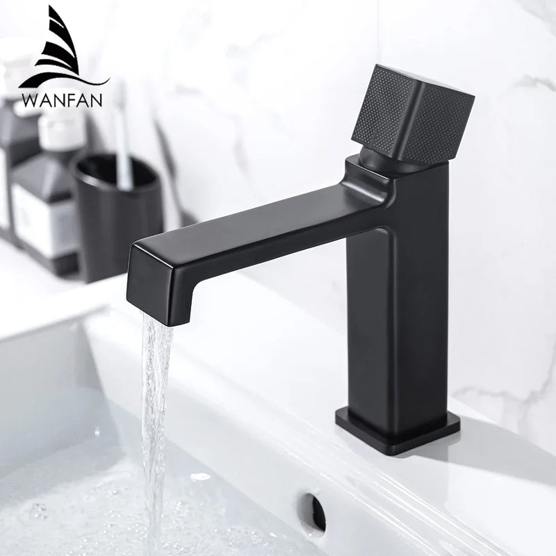 Afralia™ Black Brass Basin Faucet Hot Cold Water Mixer Chrome Finish