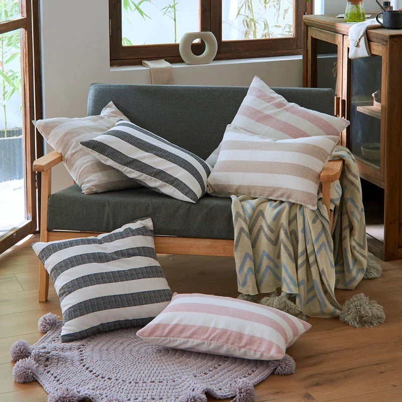 Afralia™ Linen Stripe Cushion Cover - 45x45cm & 30x50cm Home Decor for Living Room