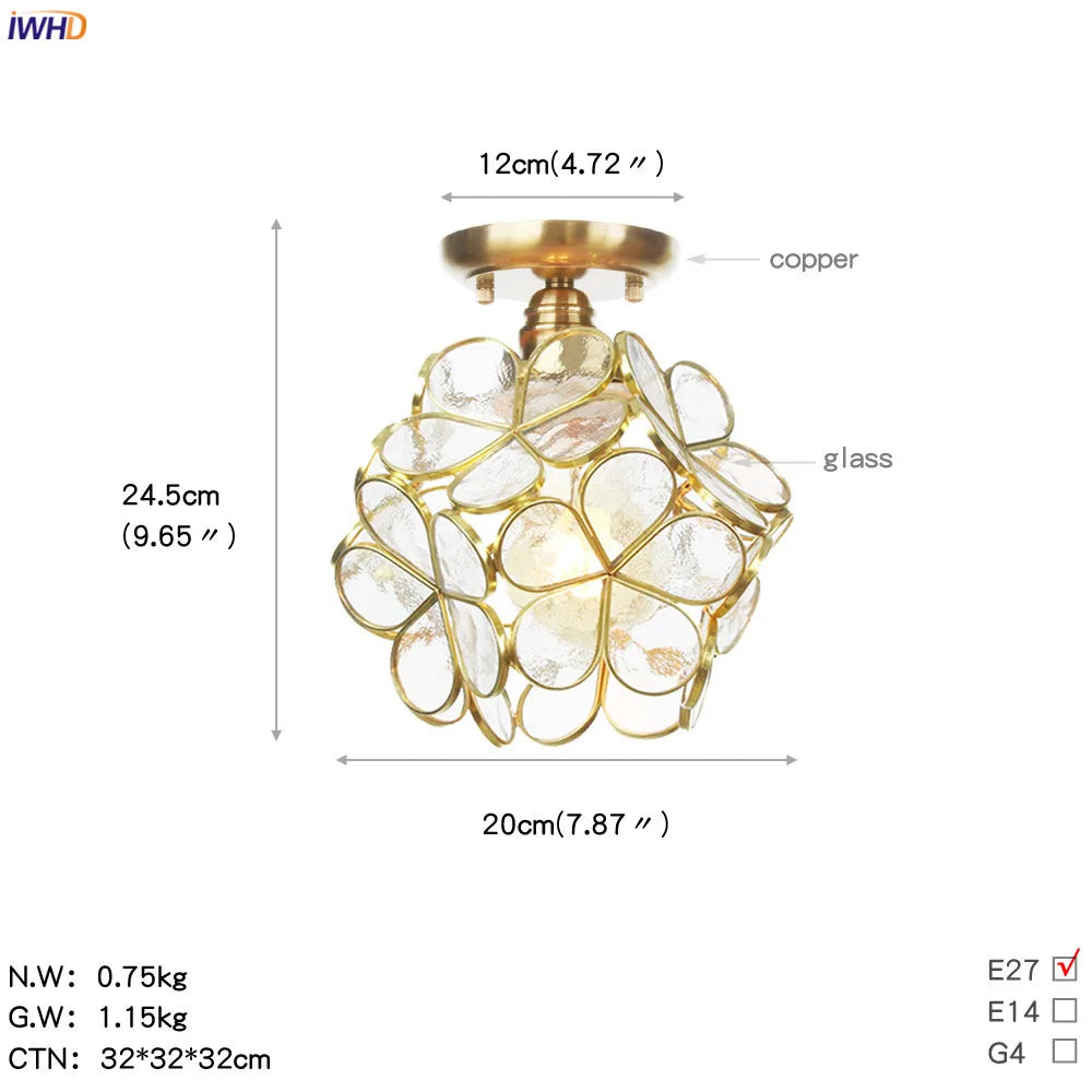 Afralia™ White Glass LED Ceiling Light Fixture, Nordic Modern Copper Ceiling Lamp