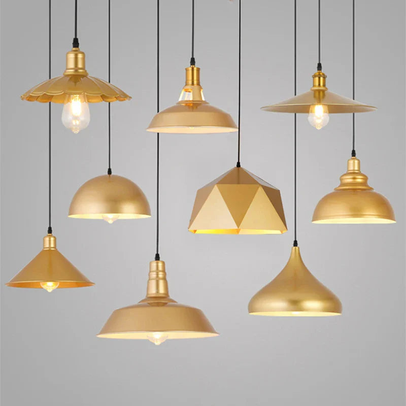 Afralia™ Gold Wrought Iron Chandelier Pendant Light, E27 LED, Nordic Retro Style