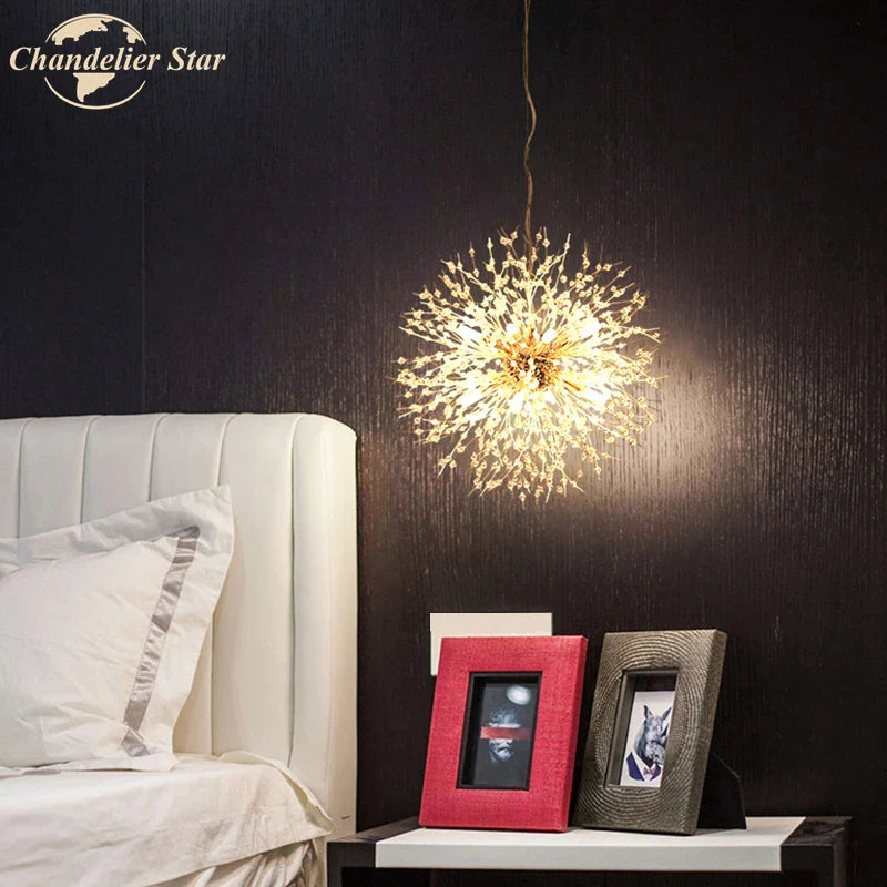 Afralia™ Crystal Star LED Chandelier - Art Deco Dandelion Pendant Lighting for Home Décor
