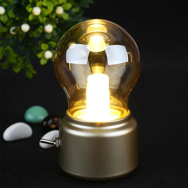 Afralia™ Retro Bulb Shape LED Night Light USB Charging Lamp for Home Office